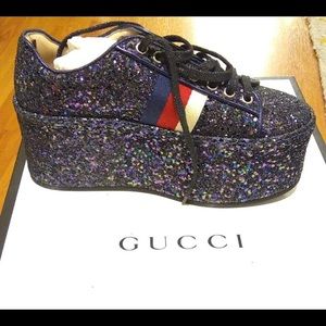 GUCCI PEGGY GLITTER LOWTOP PLATFORM SNEAKERS